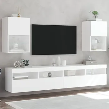 Televizní stolek TV skříňka s LED osvětlením bílá 40,5 x 30 x 90 cm