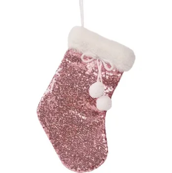 Vánoční dekorace Guirca Dekorace Vánoční punčocha růžová 28 cm