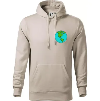 Pánská mikina Planeta na prsu - Amerika - Mikina pánská Cape s kapucí - 2XL ( Ledově šedá )