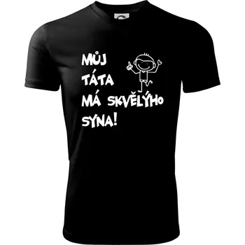 Můj táta má skvělýho syna - Dětské triko sportovní (dresovina) - 146 cm/10 let ( Černá )
