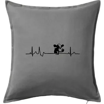 Polštář Kráva EKG - Polštář 50x50 - 50x50 - Pouze potah ( Tmavě šedý melír )