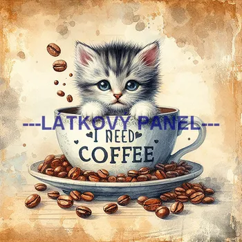 Látkový panel - Kočka - KČ-204 Velikost: 30x30cm, Materiál: Bavlna