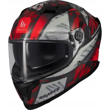 Helma na motorku MT HELMETS BRAKER SV FURY C5 ŠEDO-ČERVENÁ LESKLÁ MOTOCYKLOVÁ PŘILBA