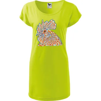 Dámské oblečení DOBRÝ TRIKO Dámské tričko/šaty Hlava kohouta Velikost: L, Barva: Limetková