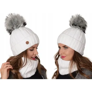 Čepice Dětská souprava Čepice s fleecem a Nákrčník Bílý K7