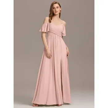 Dámské šaty Šaty pro družičky s odhalenými rameny a krátkými rukávy Barva: Růžová, Velikost: 3XL