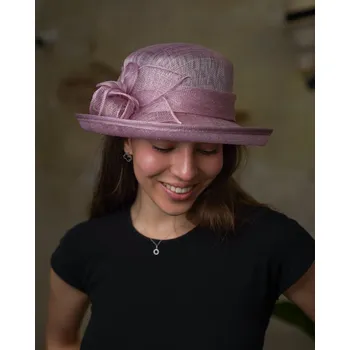 Šála SEEBERGER Cloche ametyst slavnostní klobouček s ozdobou - ze sisálové slámy Velikost: Unisize (S-XL)