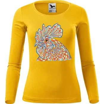 Dámské oblečení DOBRÝ TRIKO Dámské bavlněné triko Hlava kohouta Velikost: L, Barva: Žlutá