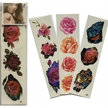 Odstranitelné tetování TETOVÁNÍ RŮŽE sada 48 tetování s květinami