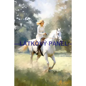 Látkový panel - Dívka na koni - KON - 93 Velikost: 30x20cm, Materiál: Kočárkovina