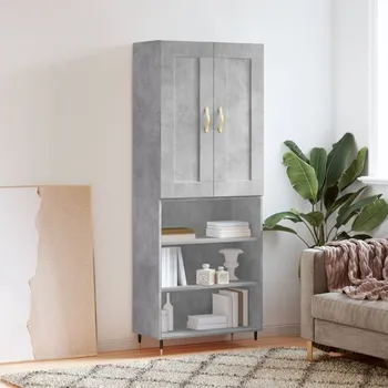 Příborník do zásuvky vidaXL Skříň highboard 69,5 x 34 x 180 cm kompozitní dřevo [3200052] Barva: Betonová šedá