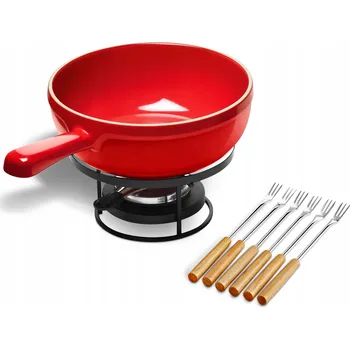 Fondue Emile Henry KITCHEN Keramická sada na sýrové fondue / Červená