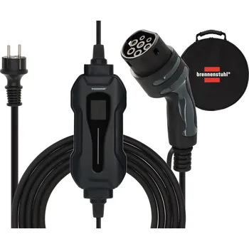 Nabíjecí stanice pro elektromobil Brennenstuhl přenosná nabíječka EV typ 2 - ochranný kontakt 8m (mobilní nabíjecí stanice 10A, 2,3kW, IP44, jednofázová, displej s informacemi o nabíjení, pro elektrická a hybridní vozidla BEV/PHEV, včetně přepravní tašky)