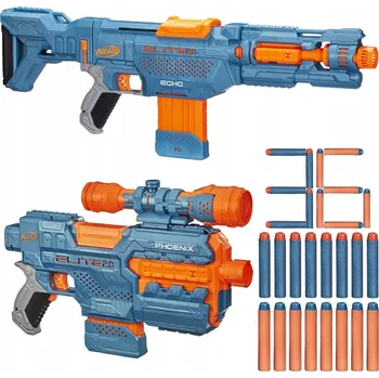 Dětská zbraň NERF ELITE 2.0 SADA 2 X ODPAĽOVAČE PUŠKA ECHO A AUTOMATICKÁ PISTOLE PHOENIX