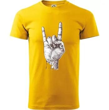 Pánské tričko Rocková ruka kreslená - Triko extra velké (5-8XL) - 7XL ( Žlutá )