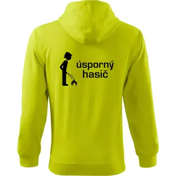 Pánská mikina Úsporný hasič - Mikina s kapucí na zip trendy zipper - S ( Limetková )