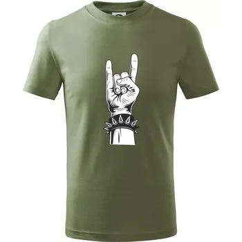 Chlapecké oblečení Rock ruka s náramkem - Tričko dětské bavlněné - 104-110cm / 3-4 roky ( Khaki )
