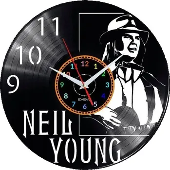 Hodiny NEIL YOUNG HODINY NÁSTĚNNÉ DEKORATIVNÍ MODERNÍ VINYLOVÁ DESKA NA ZEĎ