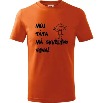 Můj táta má skvělýho syna - Tričko dětské bavlněné - 134 cm/8 let ( Oranžová )