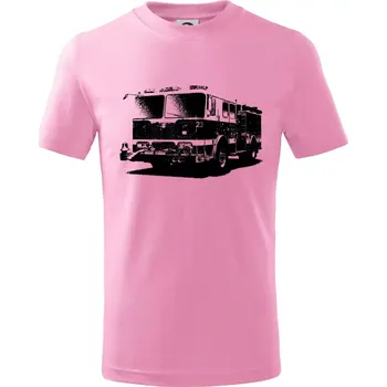 Hasičské auto americké - Tričko dětské bavlněné - 98 cm / 2 roky ( Růžová )