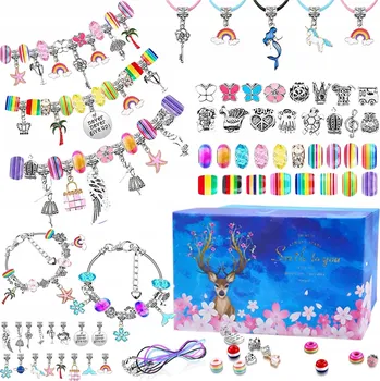 Dětské navlékací korálky VELKÝ SET NA VÝROBU NÁRAMKŮ NÁHRDELNÍKŮ 112 ks. Přívěsky Korálky