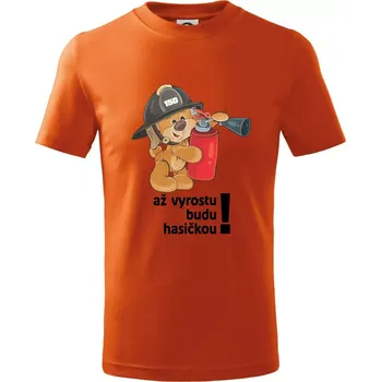 Chlapecké tričko Až vyrostu budu hasičkou - Tričko dětské bavlněné - 158 cm/12 let ( Oranžová )