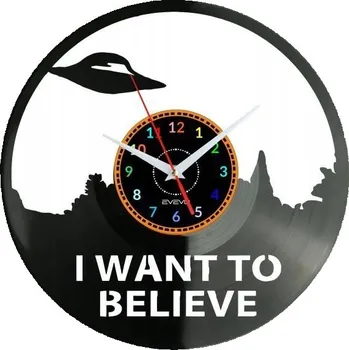 Hodiny AKTA X NÁSTĚNNÉ HODINY DEKORATIVNÍ MODERNÍ VINYLOVÁ DESKA