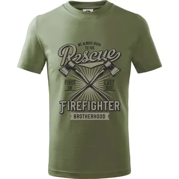 Rescue Firefighter - Tričko dětské bavlněné - 104-110cm / 3-4 roky ( Khaki )