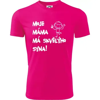 Moje máma má skvělýho syna - Dětské triko sportovní (dresovina) - 158 cm/12 let ( Neon Pink )