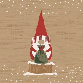 Papírový ubrousek Duni Ubrousky papírové banketové Skřítek Natural Tomte 24 x 24 cm 20 ks