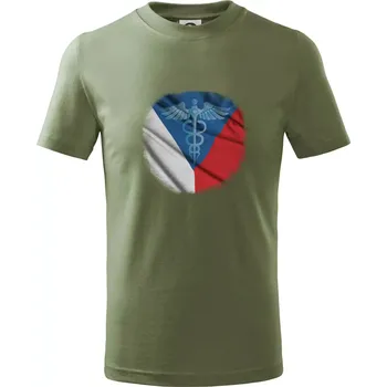 Chlapecké tričko Hrdinové zdravotnictví - Česká vlajka (Pecka design) - Tričko dětské bavlněné - 146 cm/10 let ( Khaki )