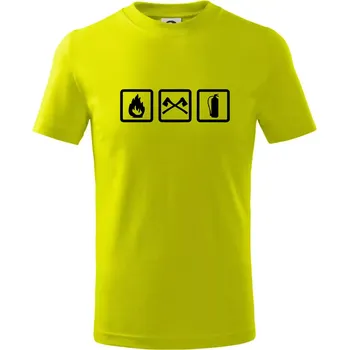 Hasiči 3 loga - Tričko dětské bavlněné - 98 cm / 2 roky ( Limetková )