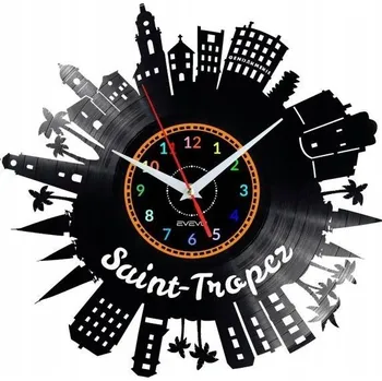 Hodiny SAINT TROPEZ NÁSTĚNNÉ HODINY DEKORATIVNÍ MODERNÍ VINYLOVÁ DESKA VINYL NA ZEĎ