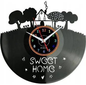Hodiny SWEET HOME NÁSTĚNNÉ HODINY DEKORATIVNÍ MODERNÍ VINYLOVÁ DESKA VINYL NA ZEĎ