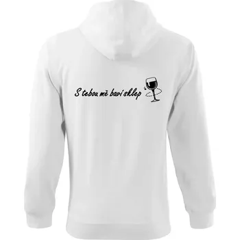 Pánská mikina S tebou mě baví sklep - Mikina s kapucí na zip trendy zipper - M ( Bílá )