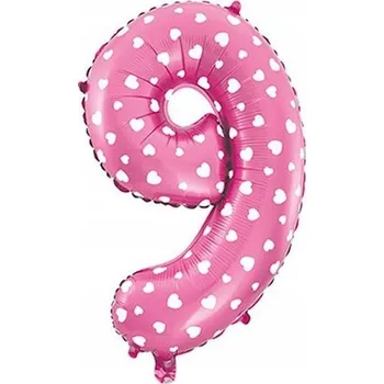 Balónek Fóliový balónek číslice 9 k narozeninám 100 cm RŮŽOVÝ