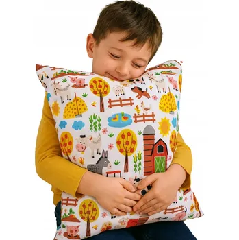 Povlak na dekorativní polštářek Povlak na polštář 40x40 cm bavlněný 100% Vesnice Zvířata