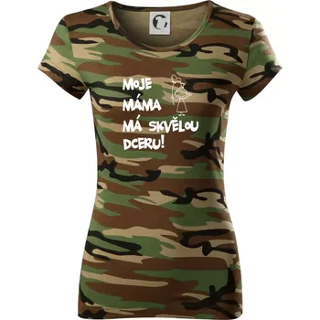 Moje máma má skvělou dceru - Dámské maskáčové triko - L ( Hnědý maskáč )