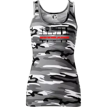 Dámské tričko Griluju tak dobře, jak vypadám - Dámské Maskáčové tílko - 2XL ( Šedý maskáč )