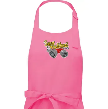 Kuchyňská zástěra Super rozdělovač - Dámská zástěra na vaření - Univerzální velikost ( Růžová )