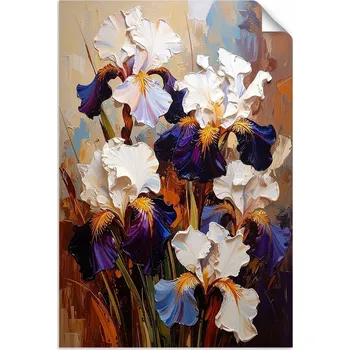 Obraz PLAKÁT do KUCHYŇSKÉHO OBÝVACÍHO POKOJE Irisy Květiny imitace olejové barvy 30x45