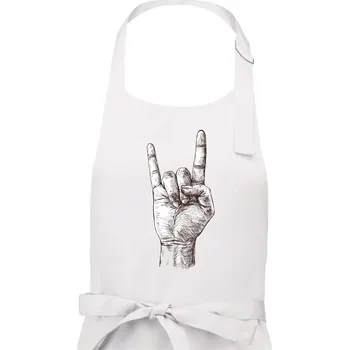 Kuchyňská zástěra Rocková ruka kreslená - Pánská zástěra na vaření - Univerzální velikost ( Bílá )