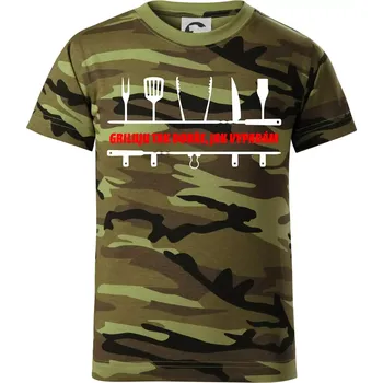 Chlapecké oblečení Griluju tak dobře, jak vypadám - Dětské maskáčové triko - 134 cm/8 let ( Zelený maskáč )