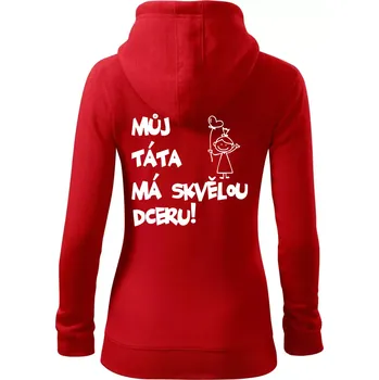 Dámská mikina Můj táta má skvělou dceru - Dámská mikina trendy zipper s kapucí - M ( Červená )