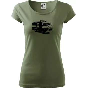 Dámské tričko Hasičské auto Hasiči - Dámské triko Pure - S ( Khaki )