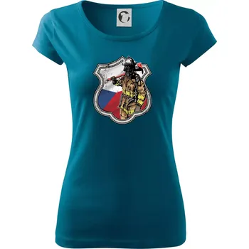 Dámské oblečení Hasič erb - Česká vlajka - Dámské triko Pure - L ( Petrolejová )