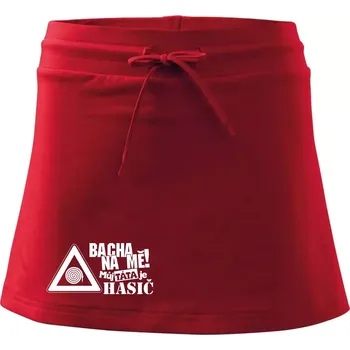 Dámská sukně Bacha na mě! Můj táta je hasič - Sportovní sukně - two in one - XS ( Červená )