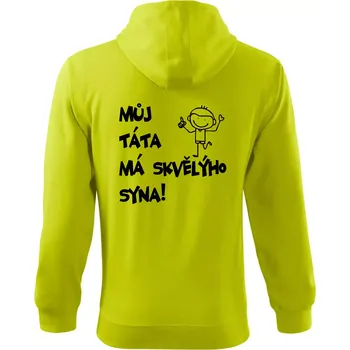 Pánská móda Můj táta má skvělýho syna - Mikina s kapucí na zip trendy zipper - XL ( Limetková )