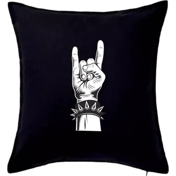 Polštář Rock ruka s náramkem - Polštář 50x50 - 50x50 - Včetně výplně ( Černá )