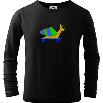 Chlapecké tričko Šnek na skateboardu (Moňas) - Triko dětské Long Sleeve - 134 cm/8 let ( Černá )